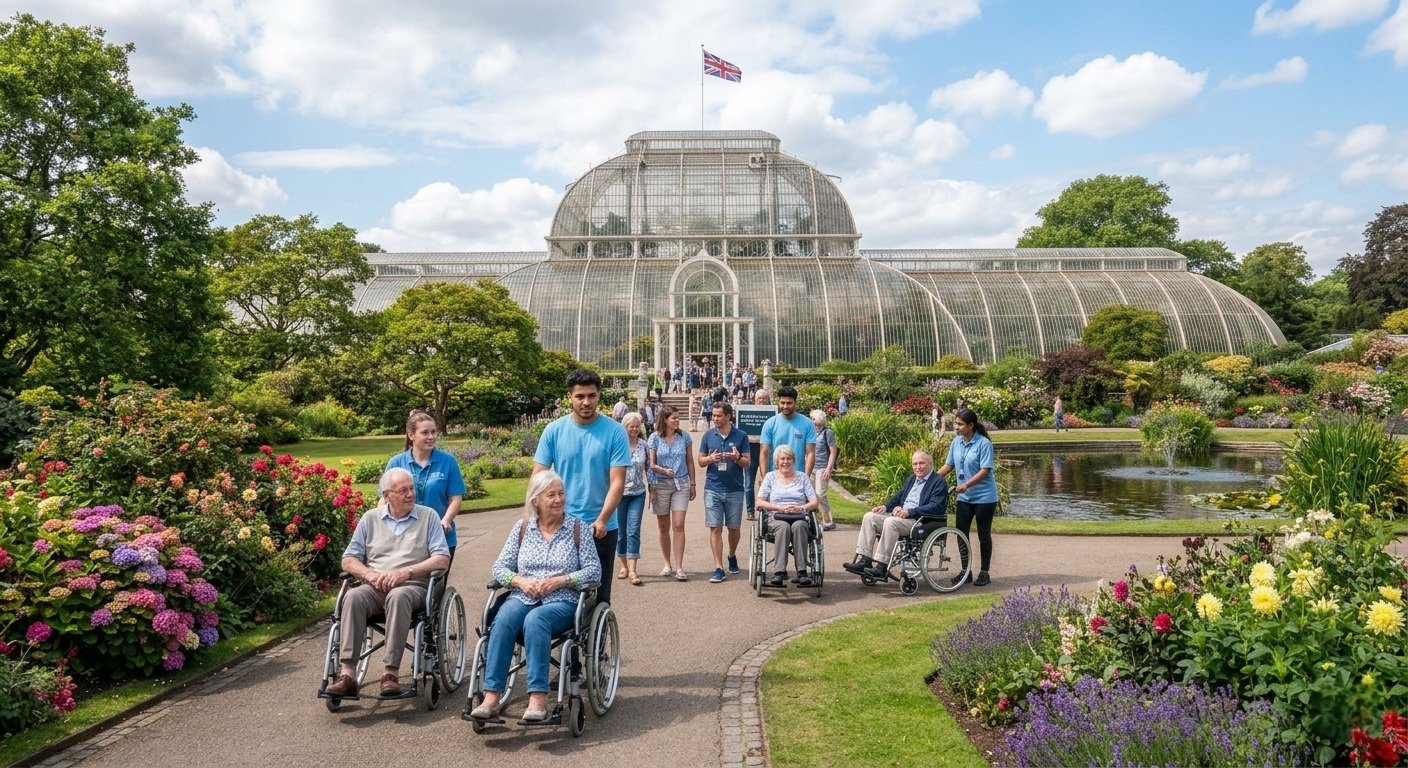 Kew Gardens day trip with accessible assisted travel and professional care support